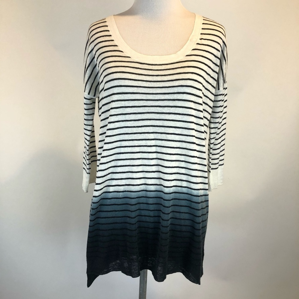 Theory Striped Dye Dipped Striped Linen Bl Sweater